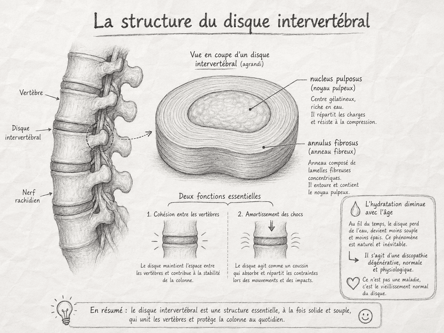 Schéma éducatif de la structure du disque intervertébral